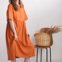 Robe longue bohème en lin à taille empire COLORADO