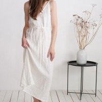 Robe longue en lin à bretelles à nouer TOCANTINS