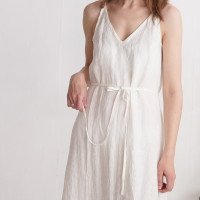 Robe longue en lin à bretelles à nouer TOCANTINS