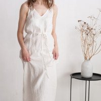 Robe longue en lin à bretelles à nouer TOCANTINS