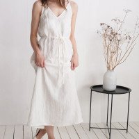 Robe longue en lin à bretelles à nouer TOCANTINS