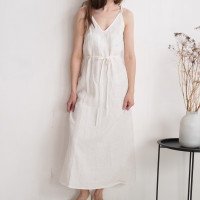 Robe longue en lin à bretelles à nouer TOCANTINS