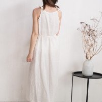 Robe longue en lin à bretelles à nouer TOCANTINS