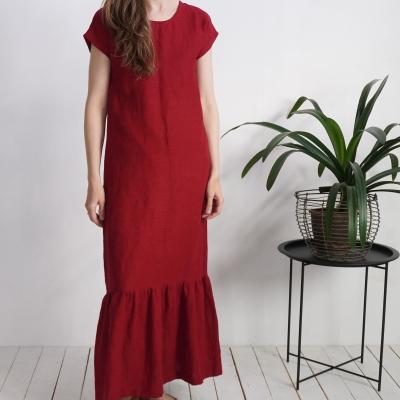 Robe longue en lin à volant bas DAUGAVA