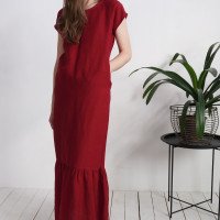 Robe longue en lin à volant bas DAUGAVA