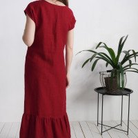 Robe longue en lin à volant bas DAUGAVA