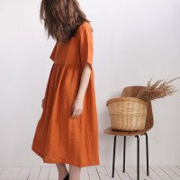 Robe longue bohème en lin à taille empire COLORADO