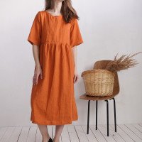 Robe longue bohème en lin à taille empire COLORADO