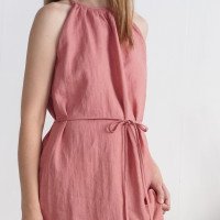 Robe longue en lin à encolure américaine KAPUAS