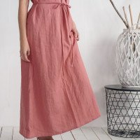 Robe longue en lin à encolure américaine KAPUAS