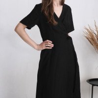 Robe longue portefeuille en lin GUAPORE