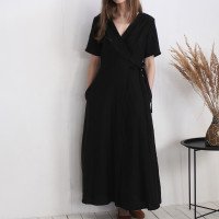 Robe longue portefeuille en lin GUAPORE