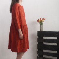 Robe midi en lin à manches longues URUGUAY