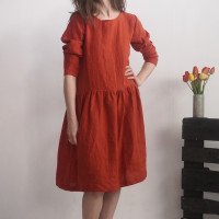 Robe midi en lin à manches longues URUGUAY