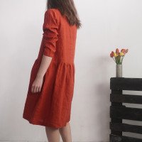Robe midi en lin à manches longues URUGUAY