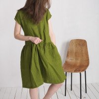 Robe midi en lin à taille froncée YUKON