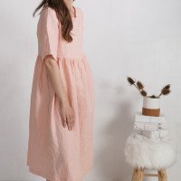 Robe longue bohème en lin à taille empire COLORADO