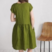 Robe midi en lin à taille froncée YUKON