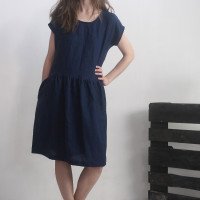Robe midi en lin à taille froncée YUKON