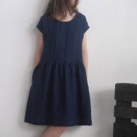 Robe midi en lin à taille froncée YUKON