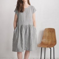 Robe midi en lin à taille froncée YUKON