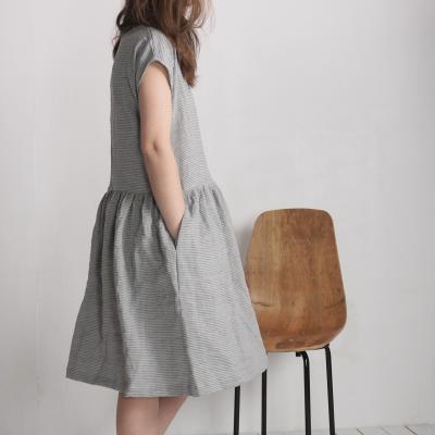 Linen smock dress, knee-length sundress - YUKON