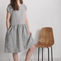 Robe midi en lin à taille froncée YUKON