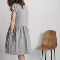 Robe midi en lin à taille froncée YUKON