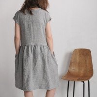 Robe midi en lin à taille froncée YUKON