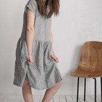 Robe midi en lin à taille froncée YUKON