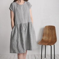 Robe midi en lin à taille froncée YUKON