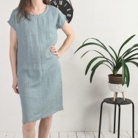 Robe midi en lin à manches courtes SEINE
