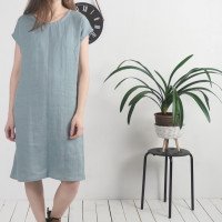 Robe midi en lin à manches courtes SEINE