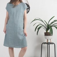 Robe midi en lin à manches courtes SEINE