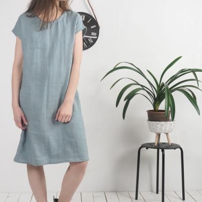 Robe midi en lin à manches courtes SEINE