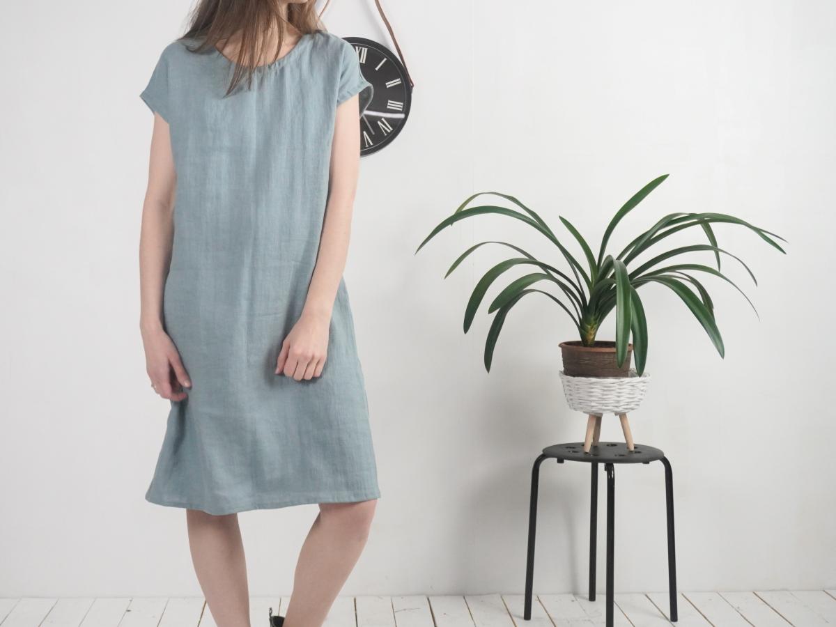 Robe midi en lin à manches courtes SEINE