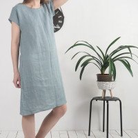 Robe midi en lin à manches courtes SEINE