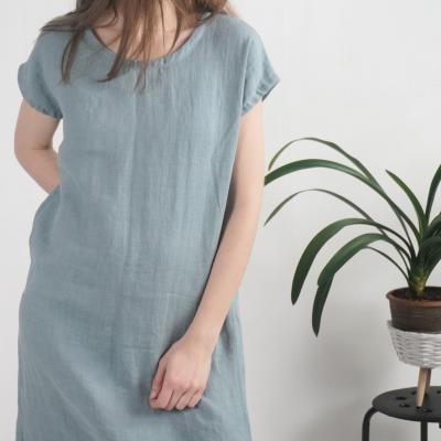 Robe midi en lin à manches courtes SEINE