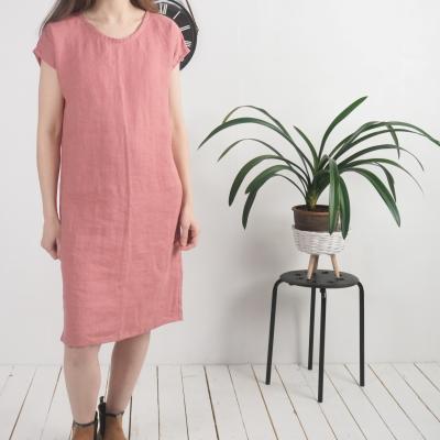 Robe midi en lin à manches courtes SEINE