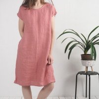 Robe midi en lin à manches courtes SEINE