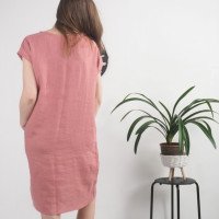 Robe midi en lin à manches courtes SEINE