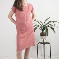 Robe midi en lin à manches courtes SEINE