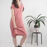 Robe midi en lin à manches courtes SEINE