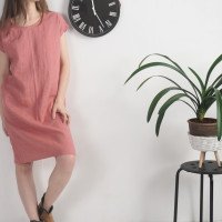 Robe midi en lin à manches courtes SEINE