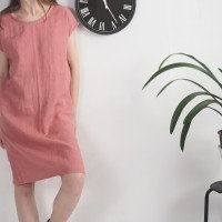 Robe midi en lin à manches courtes SEINE