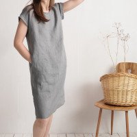 Robe midi en lin à manches courtes SEINE