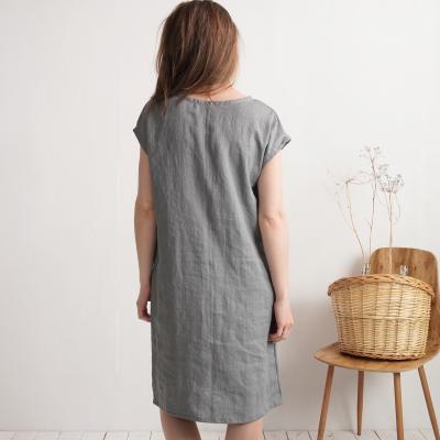 Robe midi en lin à manches courtes SEINE