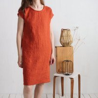 Robe midi en lin à manches courtes SEINE