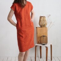 Robe midi en lin à manches courtes SEINE