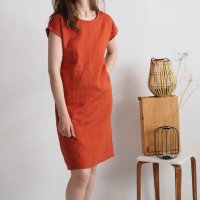 Robe midi en lin à manches courtes SEINE